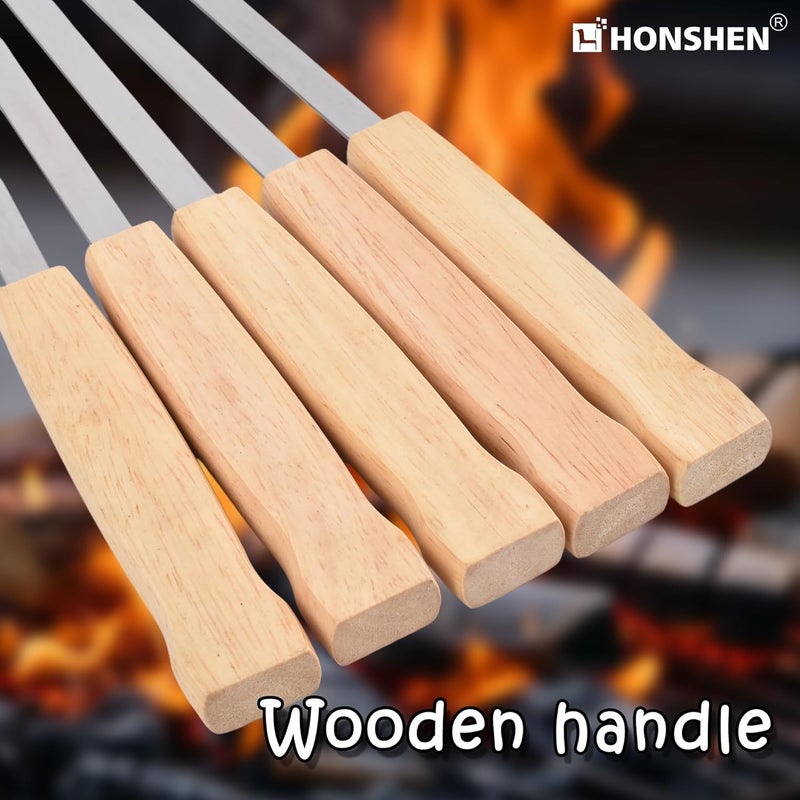 HONSHEN 17-Inch 12 Pack Long Flat BBQ Skewers, Brazilian-style Stainless Steel 3/8 Inch Wide Blade with hardwood Handle barbecue skewers for Grilling Meat,Chicken,Shrimp,Vegetables-Set of 12 - Image 4